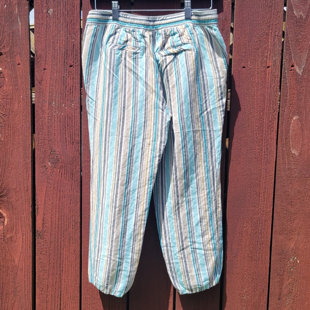 J. Jill Linen Blend Striped Jogger Pants Blue Grey XS Petite WPT221642